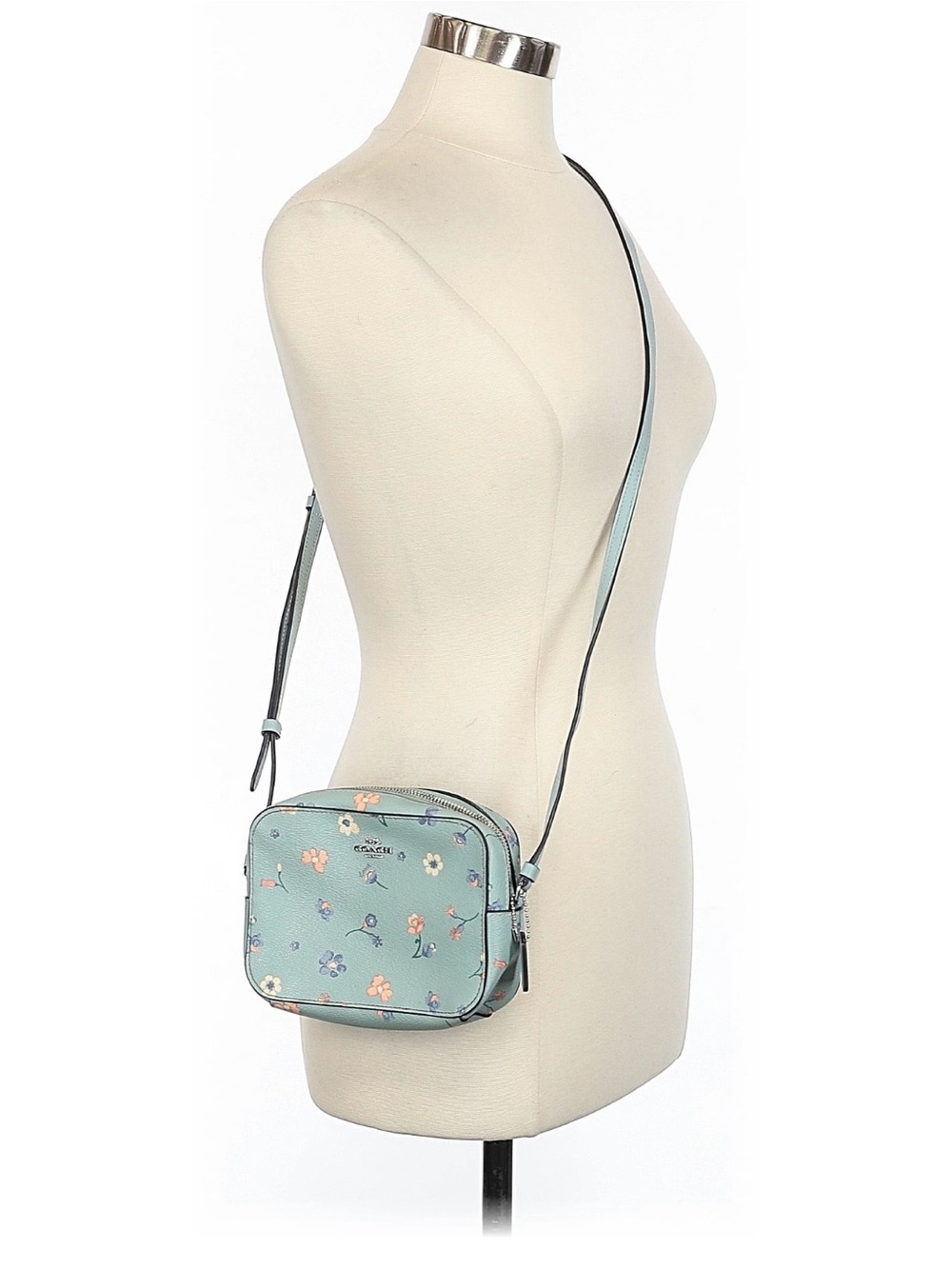 Coach Jamie mini camera crossbody bag light blue mystical floral print - Picture 2 of 11